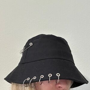 Trendy Black Bucket Hat with Silver Accents